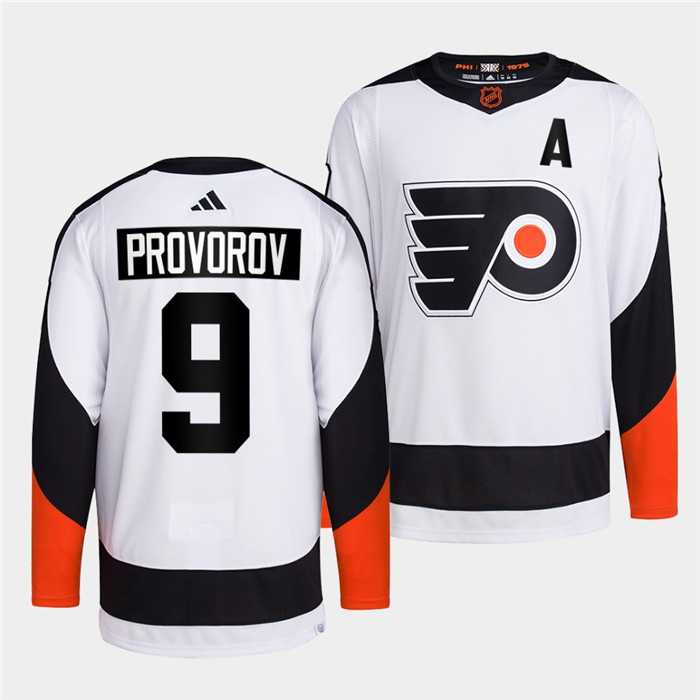 Men%27s Philadelphia Flyers #9 Ivan Provorov White 2022 Reverse Retro Stitched Jersey Dzhi
